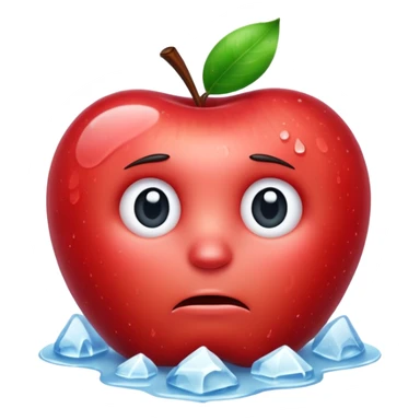 Frozen icy sad face apple emoji sticker