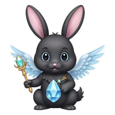 Black bunny with wings and with cristal wand  sticker