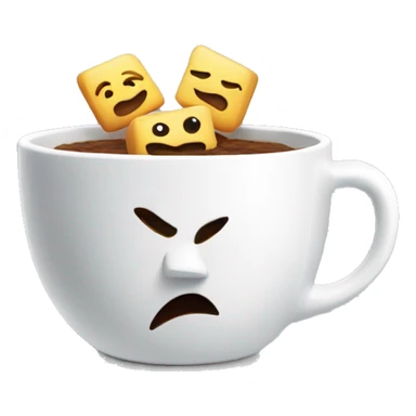 A side view of jealous squares in a white cup bowl sticker