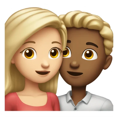 brunette girl kissing blonde boy sticker