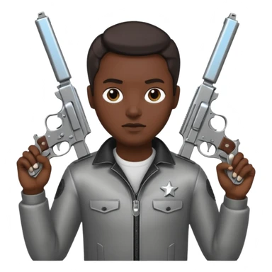 Un persona mala con pistolas y plata sticker