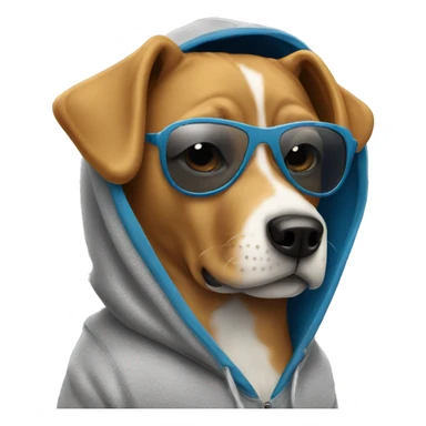 Dog wearing hoodie and shades sticker