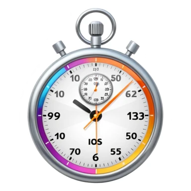 modern stopwatch showing 15 minutes, clear dial, minute hand at 3, vibrant color scheme, no text sticker