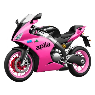 moto sportiva con scritta aprilia nera e solo avanti rosa fluorescente  sticker