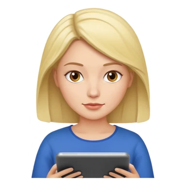 woman reading a tablet sticker