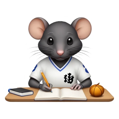 Black rat in a white jersey taking notes sticker