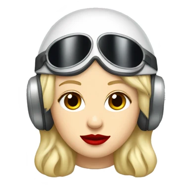 Blonde Russian pilot girl with red lips with airplane pilot headset   sticker