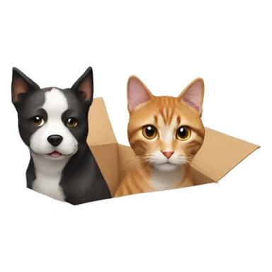 a dog and a cat in an amazon cardboard box sticker