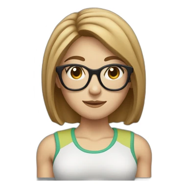 White Sports Girl with short light brown hair glasses holding dumbbell sticker