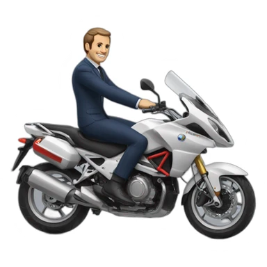 Macron qui fait de la moto crosse sticker