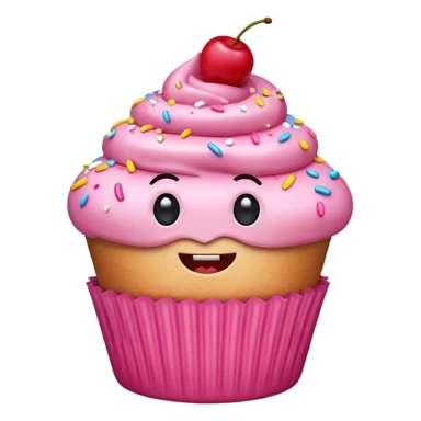 cute expressive pink cupcake character emoji sticker