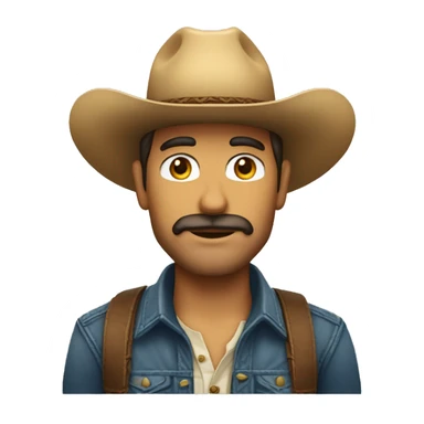 Hombre con sombrero vaquero, sin bigote con cara delgada sticker