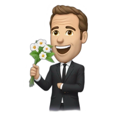 macron-hold-a-flower-in-your-mouth sticker