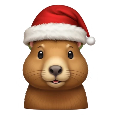 Una capibara con gorro navideño sticker