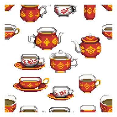 traditional Chinese tea cup with red and gold design sticker