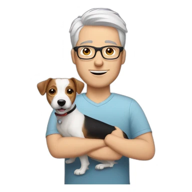 White Man with modern hair with glasses with jack russell terrier dog sticker