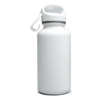 white water bottle with white lid, white handle strap sticker