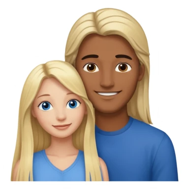blonde hair blue eyes woman embracing a taller man who has brown skin and dark hair more like the first one make the man taller and the woman have long hair and both smiling sticker