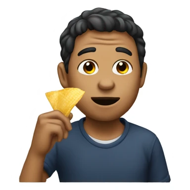 Taki eating a chip sticker