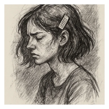 hairclip, hand-drawn and detailed, pencil sketch style sticker