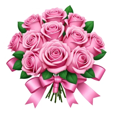 pink rose bouquet with pink ribbons  sticker