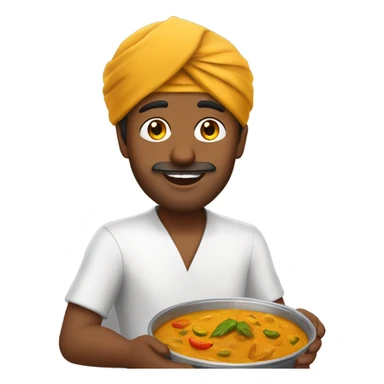 Brown Indian man with a turban eating a bowl of curry flying a plane sticker