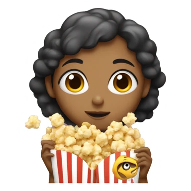 Girl eating popcorn with fish sticker