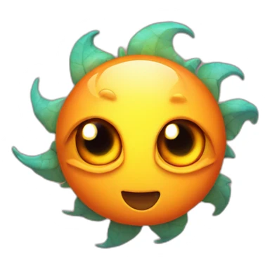 planet Sun with a cartoon dragon face with big kind eyes sticker