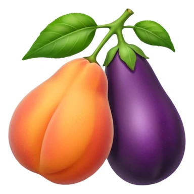 Peach with eggplant between sticker