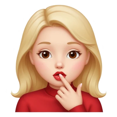 A cute circular blowing a smooch kiss and little bite on the lower lip sticker