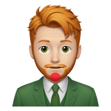 ginger man with bun hair with green suit  sticker