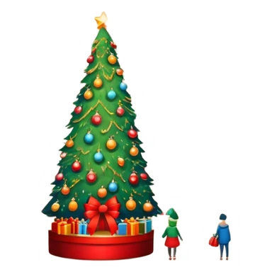 Christmas department store with holiday decorations sticker