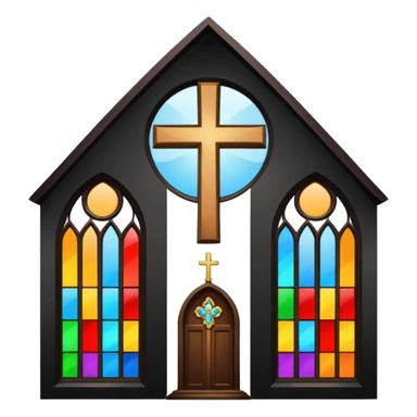 Catholic church with cross and colourful glass windows sticker