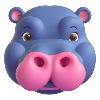 hippopotamus head, 3D emoji style, soft shading, lively and expressive, suitable for app icon sticker
