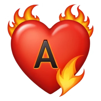 fireheart with letter A, heart is red and colour of A is black sticker