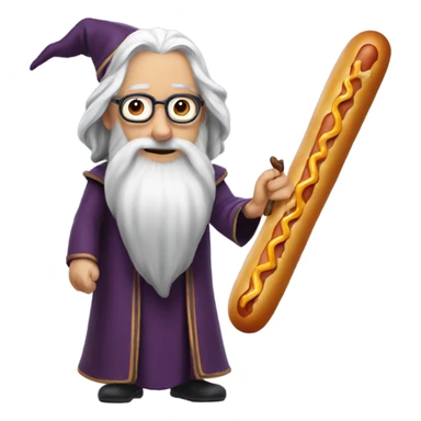 Wizard but his wand is a hot dog sticker