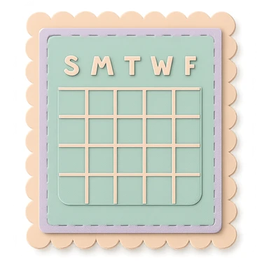 soft pastel minimal daily schedule grid with cute borders, with a pastel green background sticker