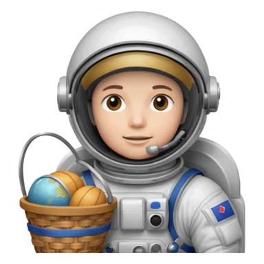 astronauta con casco cerrado, con canasta vacía sticker