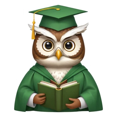 owl professor in green cloak graduation sticker