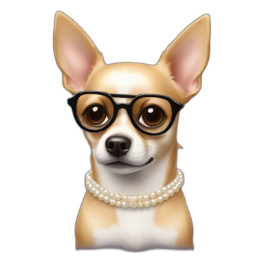 Chihuahua con gafas y collar de perlas sticker