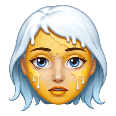 white icing on woman just on the mouth and eye area more splattered not in the hair sticker