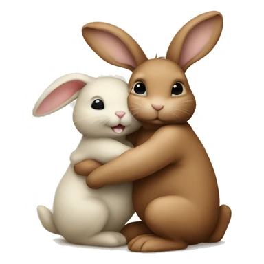 Brown bunny hugging beige bunny sticker
