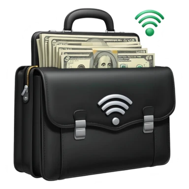 open wifi money filled briefcase sticker