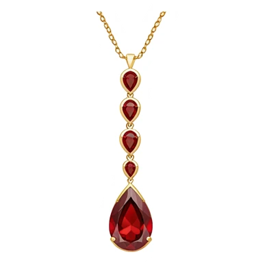 red garnet pendant like a drop of enchanted starlight, suspended from a gold chain sticker