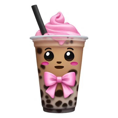 boba tea wearing pink bow sticker