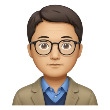 안경을 낀 40대 표준 체격의 한국인 남성, 머리가 짧음 sticker