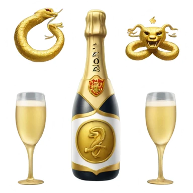 Coat of arms with golden serpent, New year 2025,champagne sticker