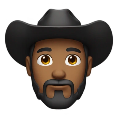 Cow boy with grown hair and scars on face and serious face with a black hat and black beard sticker