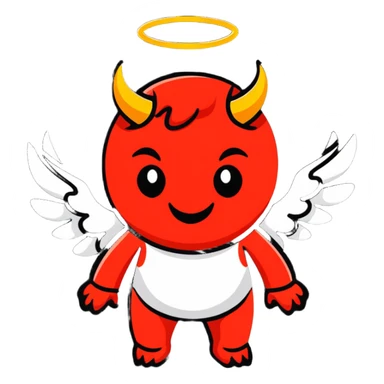 devil with angel halo sticker