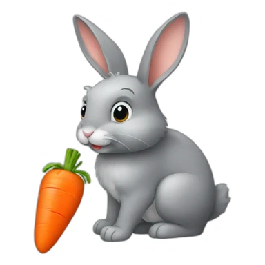grey bunny eating a carrot sticker